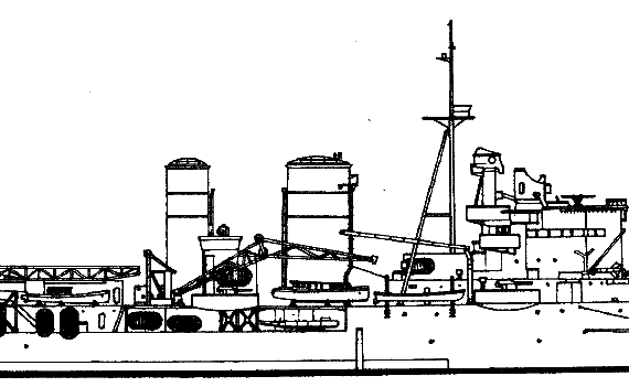 HMS Exeter [Heavy Cruiser] (1942) - drawings, dimensions, pictures